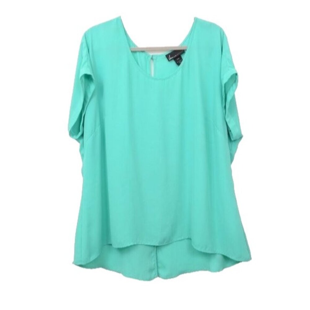 Lane Bryant Plus Size 18/20 Mint Short Sleeve Hi-Lo Tunic Flowy Feminine Blouse
